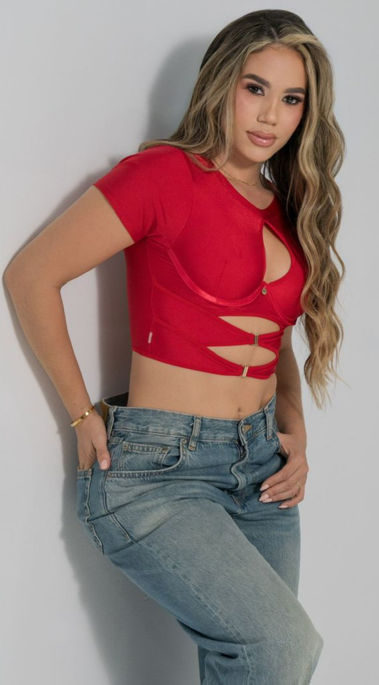 Crop Top Roma con Herrajes Bañado en Oro  + Panty GRATIS